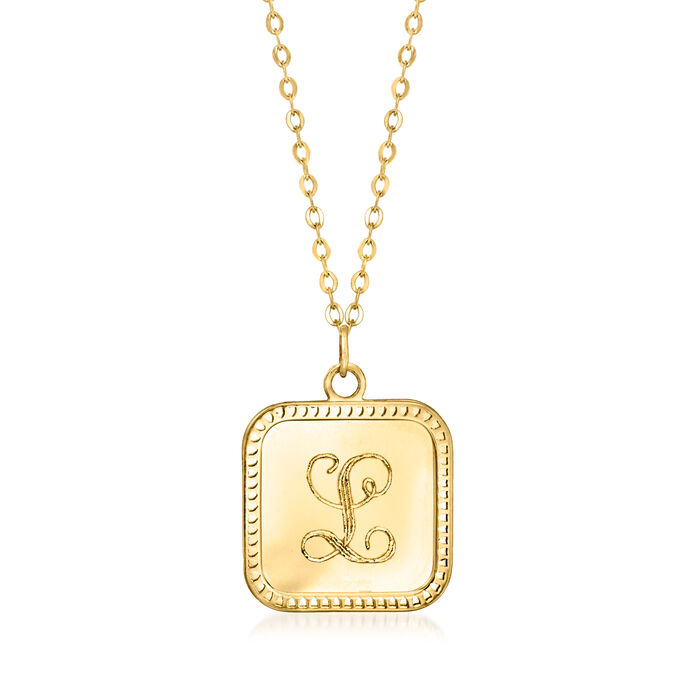 Italian 14kt Yellow Gold Personalized Square Tag Necklace