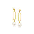 5-5.5mm Cultured Pearl Paper Clip Drop Earrings in 14kt Yellow Gold