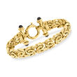 14kt Yellow Gold Byzantine Bracelet with Black Onyx