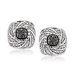 Black and White Diamond-Accented Earrings in Sterling Silver