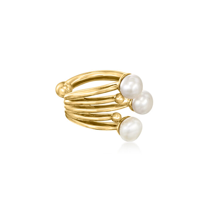 3.5-4mm Cultured Pearl Multi-Row Ear Cuff in 14kt Yellow Gold