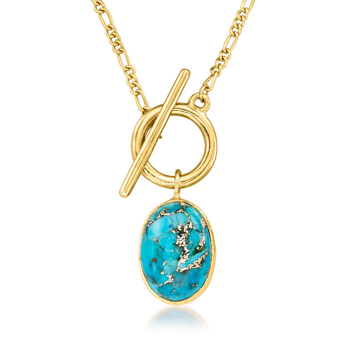 Turquoise Toggle Necklace in 18kt Gold Over Sterling