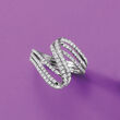 .75 ct. t.w. Diamond Three-Row Wave Ring in Sterling Silver
