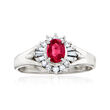 C. 1980 Vintage .55 Carat Ruby and .23 ct. t.w. Diamond Ring in Platinum