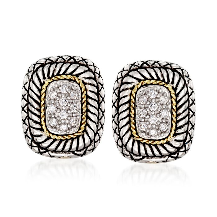 Andrea Candela .27 ct. t.w. Pave Diamond Earrings with 18kt Yellow Gold in Sterling Silver 