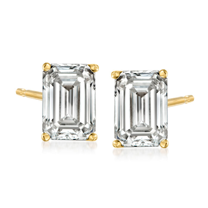 3.00 ct. t.w. Emerald-Cut Lab-Grown Diamond Stud Earrings in 14kt Yellow Gold