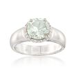 1.60 Carat Green Prasiolite and .10 ct. t.w. White Topaz Ring in Sterling Silver