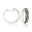 .60 ct. t.w. Black and White Diamond Striped Hoop Earrings in Sterling Silver