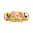 1.00 ct. t.w. Pink and Blue Sapphire Butterfly Ring in 18kt Gold Over Sterling