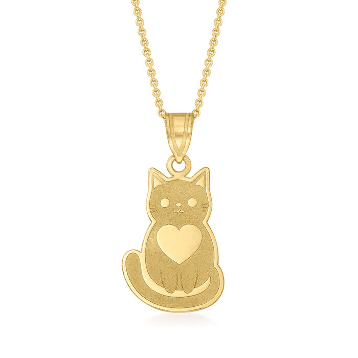 14kt Yellow Gold Cat Pendant Necklace