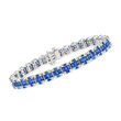 10.00 ct. t.w. Sapphire and 1.50 ct. t.w. Diamond Tennis Bracelet in 14kt White Gold