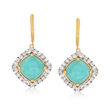 Blue Chalcedony and 1.90 ct. t.w. White Topaz Drop Earrings in 18kt Gold Over Sterling