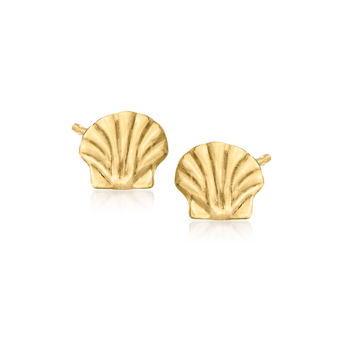 14kt Yellow Gold Seashell Stud Earrings