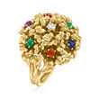 C. 1980 Vintage Dankner .10 Carat Diamond and .64 ct. t.w. Multi-Gemstone Flower Ring in 18kt Yellow Gold