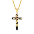 Onyx Floral Cross Pendant with 14kt Two-Tone Gold