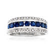 C. 1980 Vintage .75 ct. t.w. Sapphire Ring with Diamond Accents in 14kt White Gold