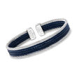 ALOR &quot;Classique&quot; Blue and Gray Stainless Steel Cable Cuff Bracelet