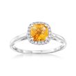 .80 Carat Citrine and .10 ct. t.w. White Topaz Ring Sterling Silver