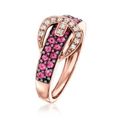 Le Vian .60 ct. t.w. Raspberry Rhodolite Belt Ring with Vanilla Diamond Accents in 14kt Strawberry Gold