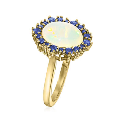 Ethiopian Opal Ring with .40 ct. t.w. Sapphires in 14kt Yellow Gold