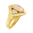 C. 1990 Vintage Opal and .72 ct. t.w. Diamond Ring in 18kt Yellow Gold