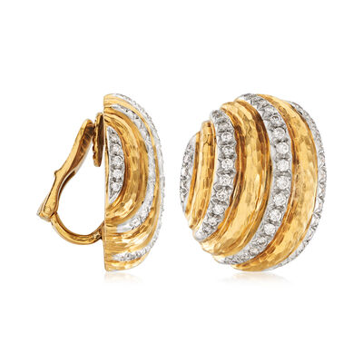 C. 1970 Vintage Andrew Clunn 2.50 ct. t.w. Diamond Clip-On Earrings in 18kt Yellow Gold