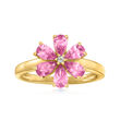 1.30 ct. t.w. Pink Tourmaline Flower Ring with White Topaz Accent in 18kt Gold Over Sterling