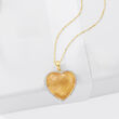 25.00 Carat Citrine and .47 ct. t.w. Diamond Heart Pendant in 14kt Yellow Gold