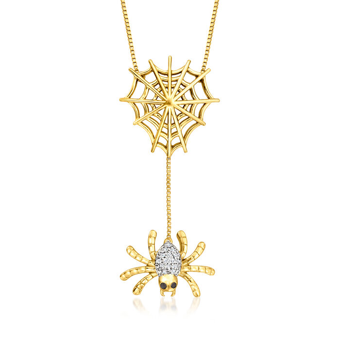 18kt Gold Over Sterling Spider Web Necklace with Diamond Accents