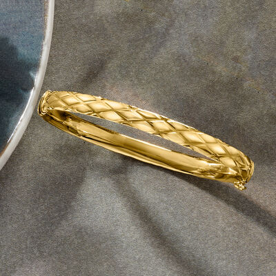 Italian 18kt Yellow Gold Crisscross-Pattern Bangle Bracelet