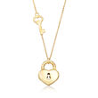 Italian 18kt Yellow Gold Key and Locked Heart Pendant Necklace