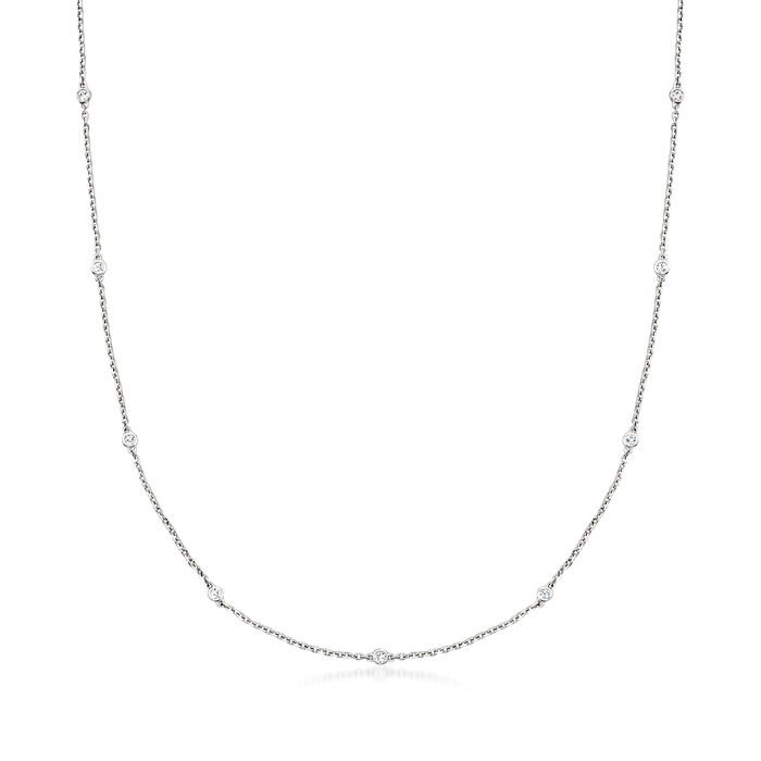 .25 ct. t.w. Bezel-Set Diamond Station Necklace in 14kt White Gold