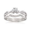 .34 ct. t.w. Diamond Bridal Set: Engagement and Wedding Rings in 14kt White Gold