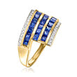 2.10 ct. t.w. Sapphire and .17 ct. t.w. Diamond Bypass Ring in 14kt Yellow Gold
