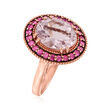 3.80 Carat Morganite Ring with .40 ct. t.w. Pink Sapphires in 18kt Rose Gold