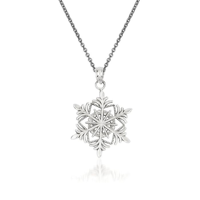 14kt White Gold Snowflake Pendant Necklace