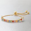 3.30 ct. t.w. Multicolored Sapphire and .10 ct. t.w. Diamond Bolo Bracelet in 14kt Yellow Gold