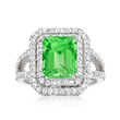 3.00 Carat Peridot and .94 ct. t.w. Diamond Ring in 14kt White Gold