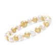 Italian Andiamo 10mm Cultured Pearl and 14kt Yellow Gold Bead Bracelet with Magnetic Clasp