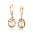 3.20 ct. t.w. Green Prasiolite Twisted Frame Drop Earrings in 14kt Yellow Gold