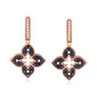 Roberto Coin &quot;Venetian Princess&quot; .83 ct. t.w. Black and White Diamond Flower Drop Earrings in 18kt Rose Gold