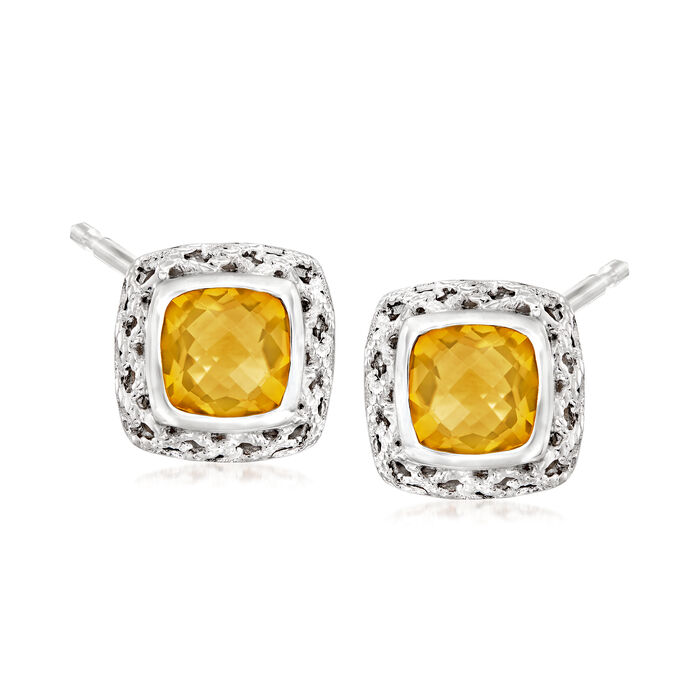Andrea Candela &quot;Rioja&quot; 2.70 ct. t.w. Square Citrine Earrings in Sterling Silver