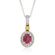 C. 2015 Simon G. .54 Carat Ruby and .14 ct. t.w. Diamond Pendant Necklace in 18kt Two-Tone Gold