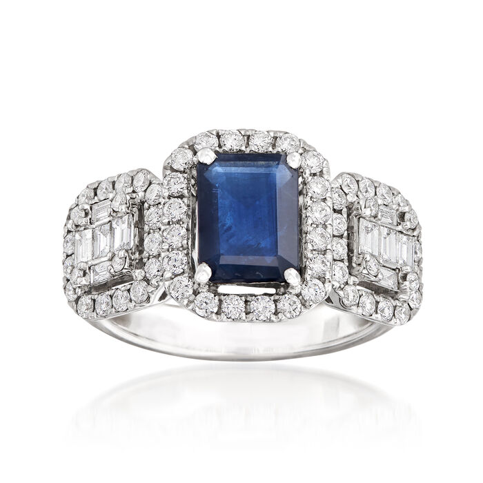1.30 Carat Sapphire and .85 ct. t.w. Diamond Ring in 18kt White Gold