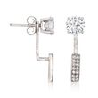 1.75 ct. t.w. CZ Stud and Bar Front-Back Earrings in Sterling Silver