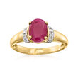 1.60 Carat Ruby Ring with Diamond Accents in 14kt Yellow Gold