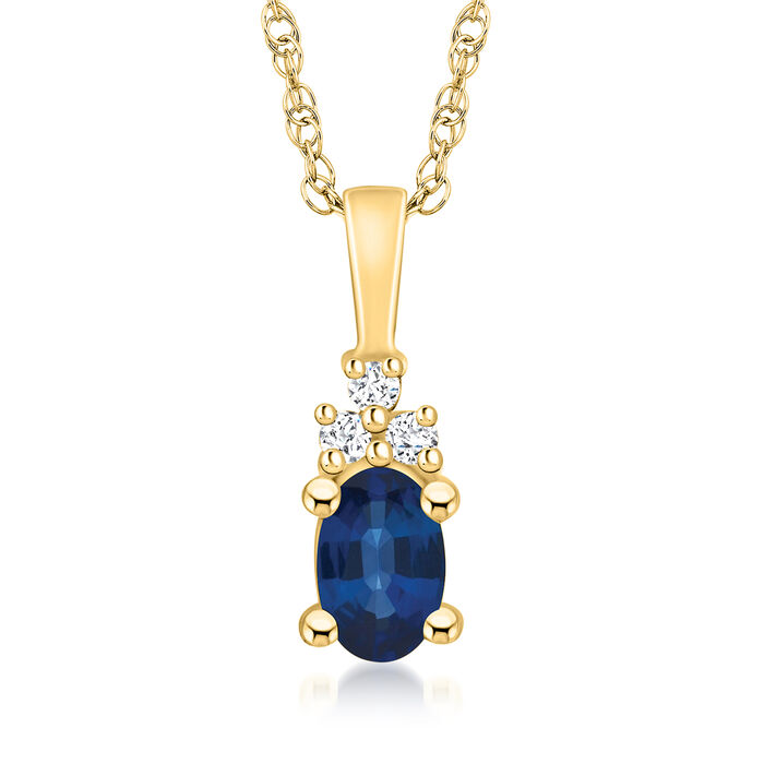 .60 Carat Sapphire Pendant Necklace with Diamond Accents in 14kt Yellow Gold