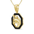 .15 ct. t.w. Black and White Diamond Unicorn Pendant Necklace in 18kt Yellow Gold Over Sterling Silver