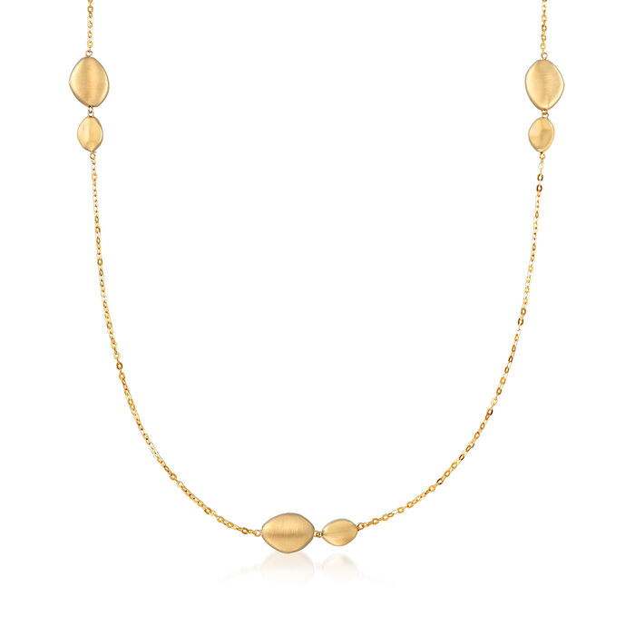 Italian 18kt Yellow Gold Stationed Bead Necklace