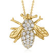 C. 1980 Vintage .50 ct. t.w. Diamond Bumblebee Pendant Necklace in 14kt Yellow Gold